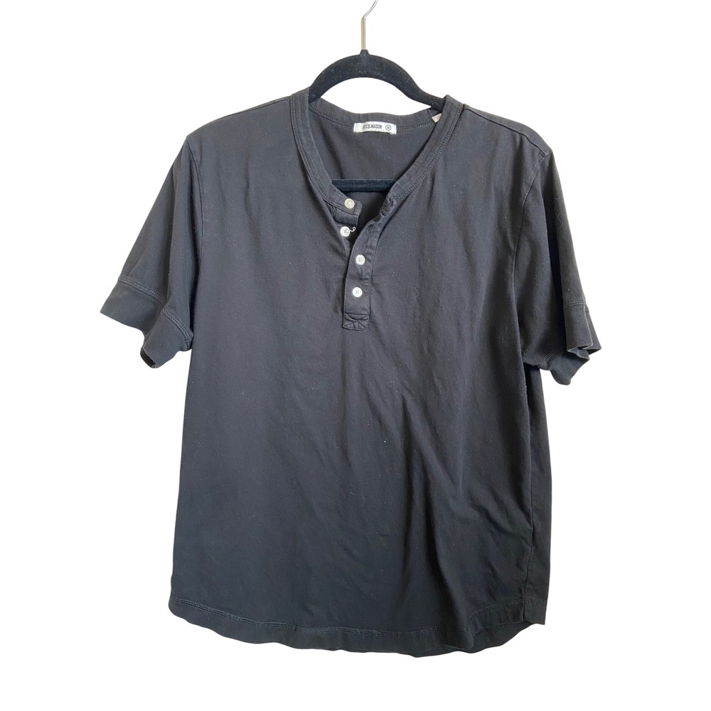 Buck Mason Mens Black Cotton Short Sleeve Henley Shirt Size M